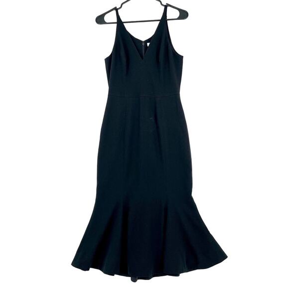 Dress the Population Black Isabelle Deep V-Neck Mermaid Midi Fitted Dress Sz S - Picture 3 of 8